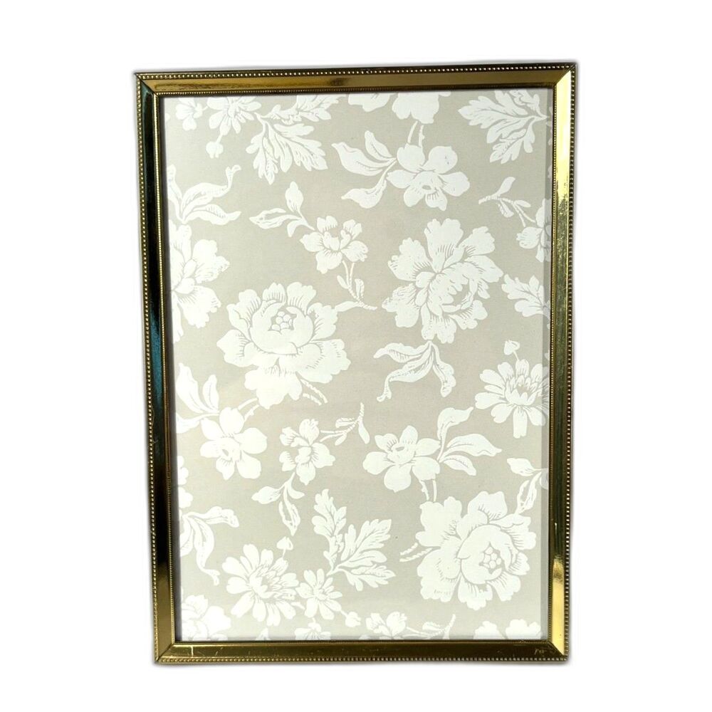 Vintage Gold Toned Metal Picture Photo Frame 5"x7" MCM Embossed Arrows and Dots